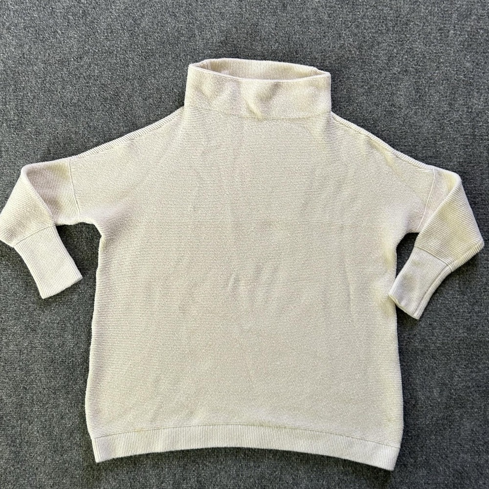 Free People Sweater Pullover Womens XS/S White Mock Neck Dolman Sleeve Knit